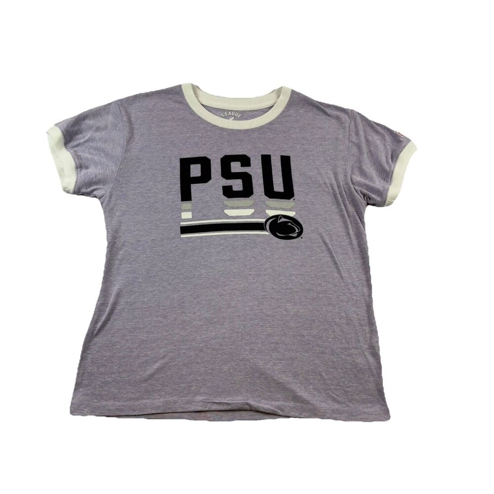 Penn State PSU T Shirt Womens Medium Light Purple White Sleeve Trim League